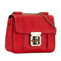 Chloé Chloe Elsie Chain Shoulder Bag Red Leather Women's