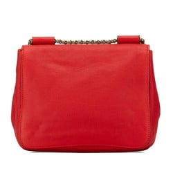 Chloé Chloe Elsie Chain Shoulder Bag Red Leather Women's