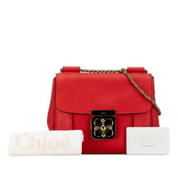 Chloé Chloe Elsie Chain Shoulder Bag Red Leather Women's