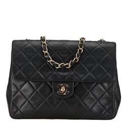 CHANEL Matelasse Coco Mark Chain Shoulder Bag A01163 Black Lambskin Women's