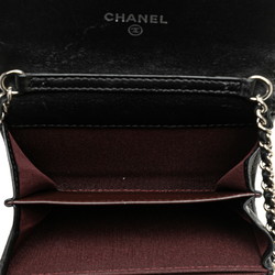 Chanel Matelasse Coco Mark Bi-fold Wallet Chain Black Silver Lambskin Women's CHANEL