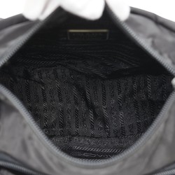 Prada Triangle Plate Shoulder Bag Black Nylon Leather Women's PRADA