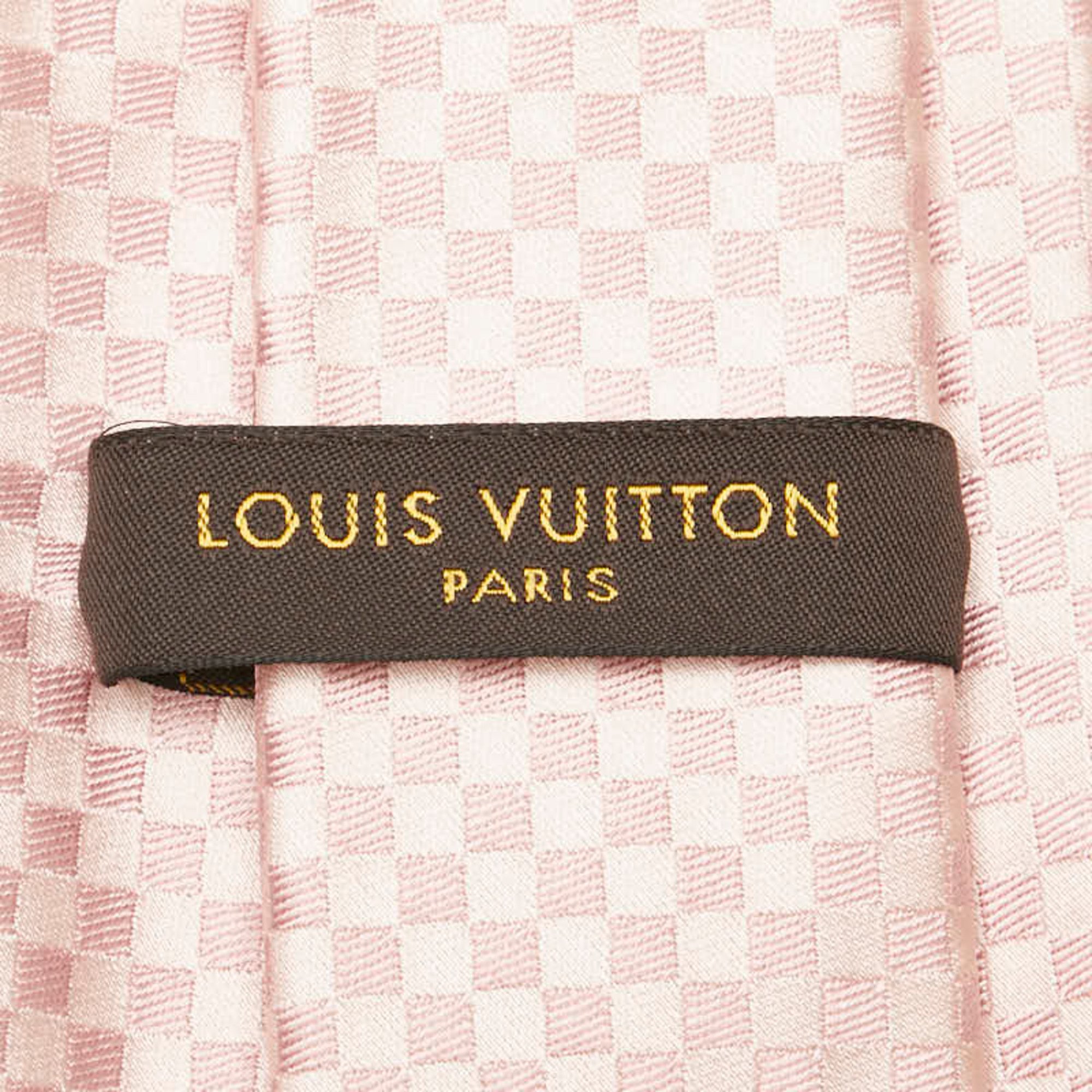 Louis Vuitton Damier Cravate Petite Tie M74322 Rose Clair Pink Silk Women's LOUIS VUITTON