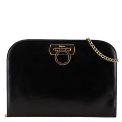 Salvatore Ferragamo Gancini Chain Shoulder Bag P21 0587 Black Leather Women's