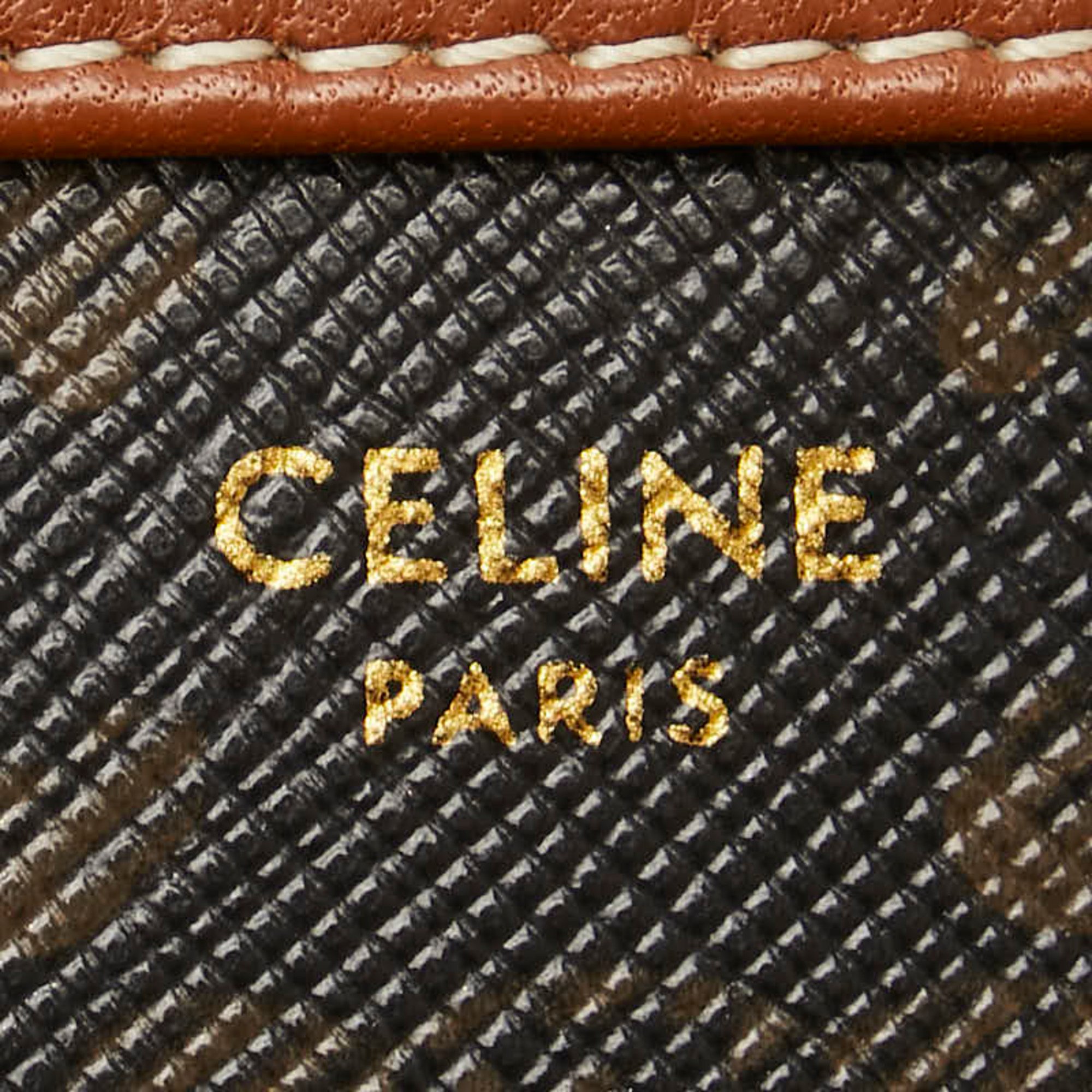 Celine Triomphe Chain Shoulder Bag Black PVC Leather Women's CELINE