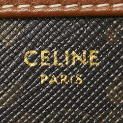 Celine Triomphe Chain Shoulder Bag Black PVC Leather Women's CELINE