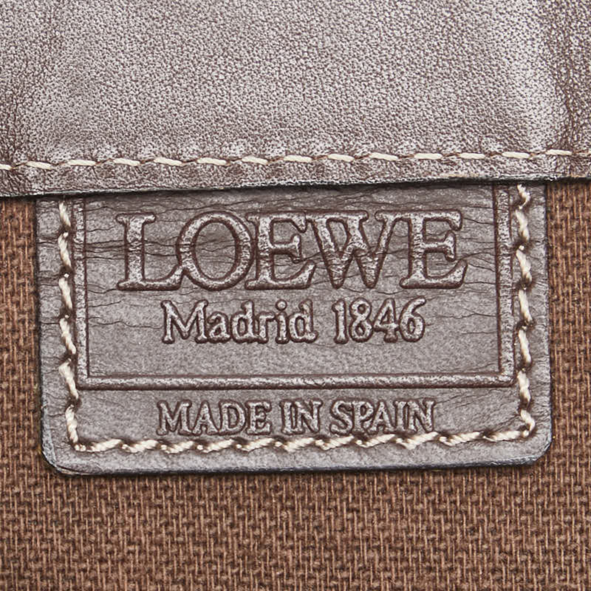 LOEWE Anagram Handbag Tote Bag Brown Canvas Leather Women's