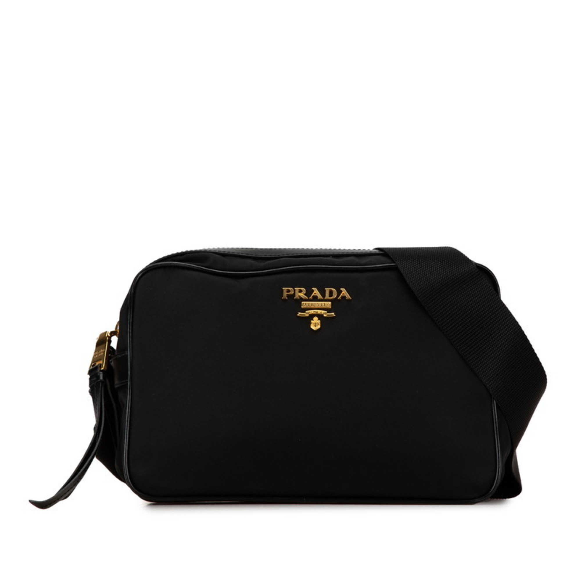 Prada Shoulder Bag 1BH089 Black Nylon Leather Women's PRADA