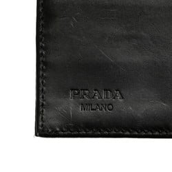 Prada Tri-fold Wallet Black Nylon Leather Women's PRADA