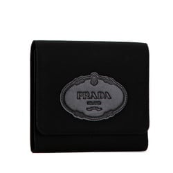 Prada Tri-fold Wallet Black Nylon Leather Women's PRADA