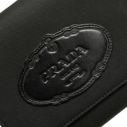 Prada Tri-fold Wallet Black Nylon Leather Women's PRADA