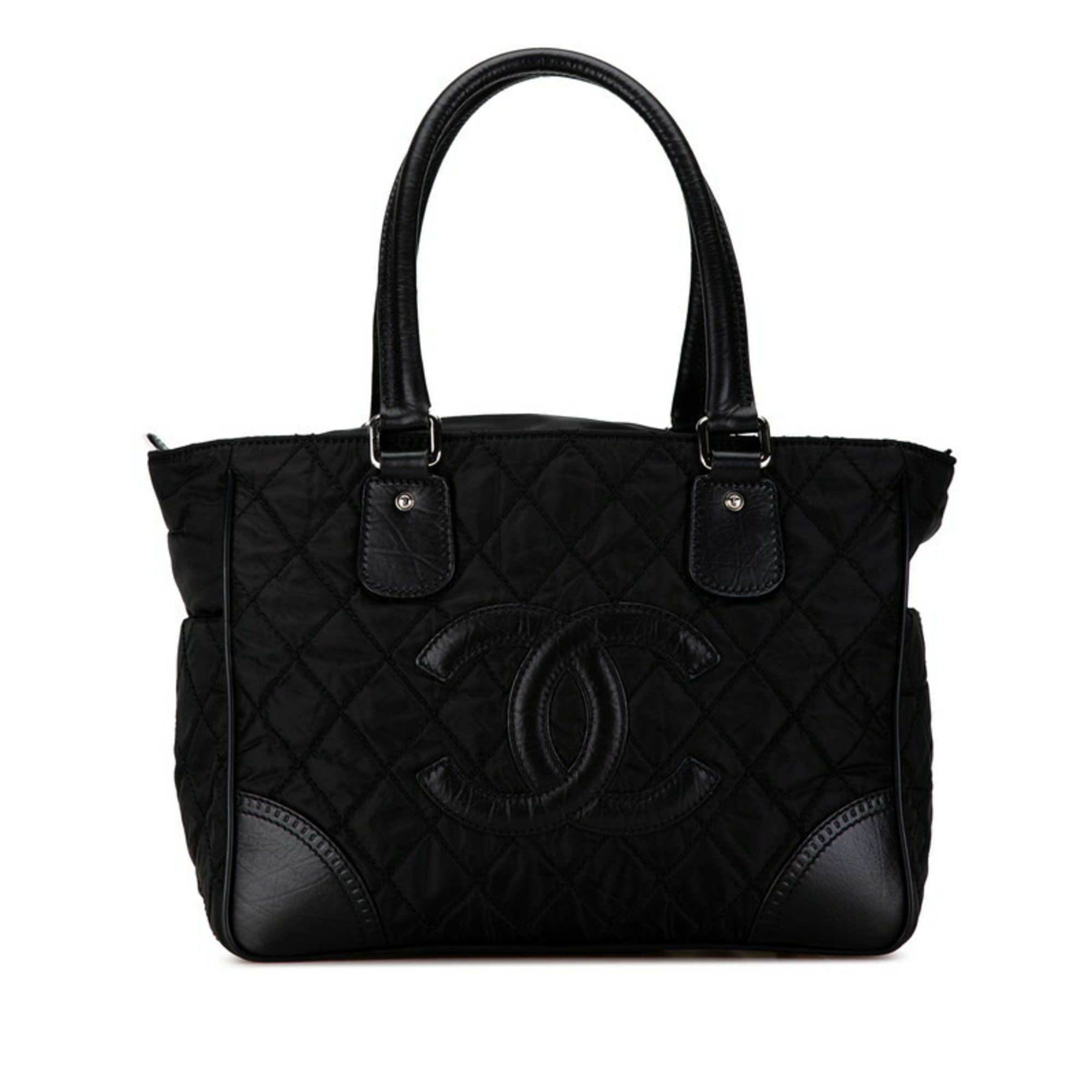 Chanel Paris New York Tote Handbag Bag Black Nylon Leather Women's CHANEL