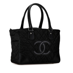 Chanel Paris New York Tote Handbag Bag Black Nylon Leather Women's CHANEL