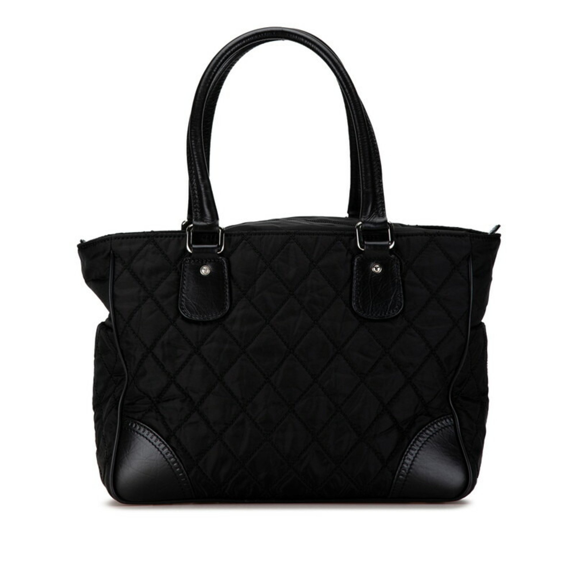 Chanel Paris New York Tote Handbag Bag Black Nylon Leather Women's CHANEL