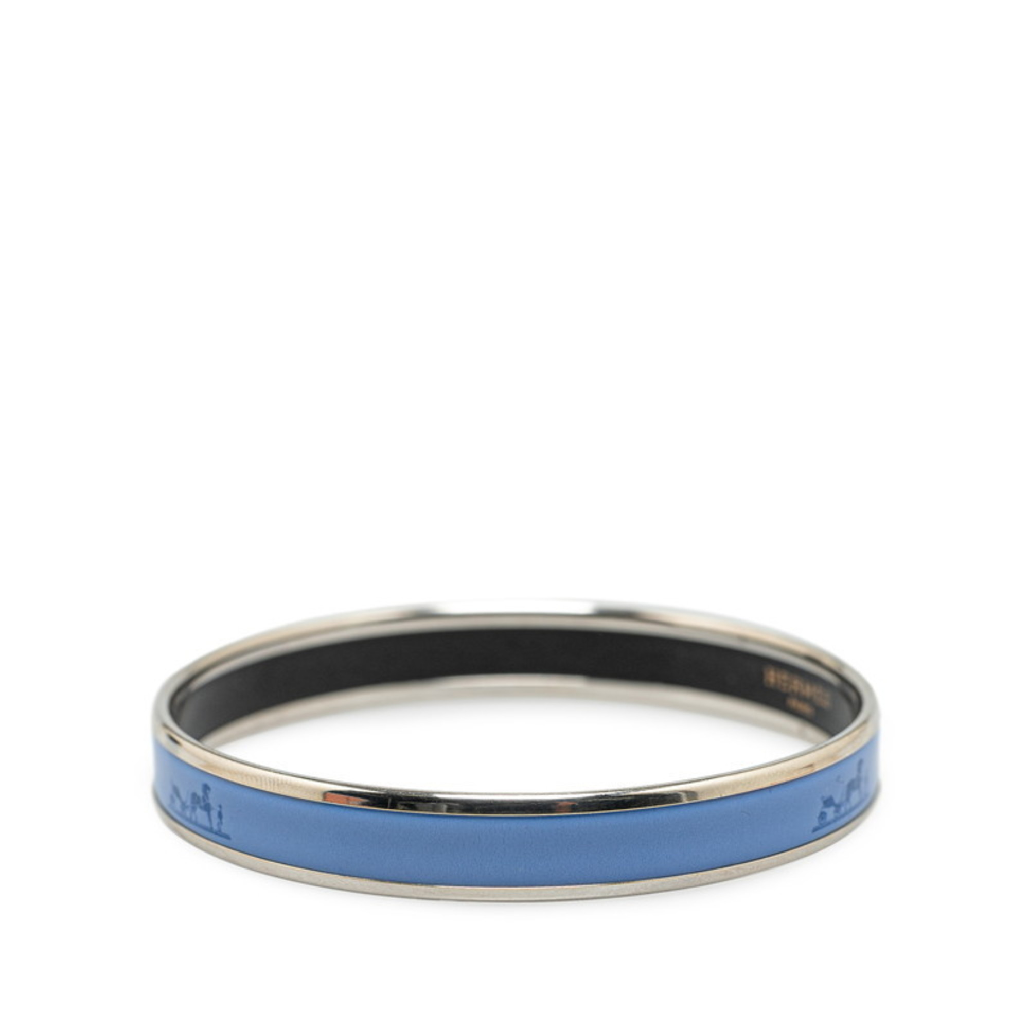 Hermes Caleche Bangle Carriage Blue Silver Metal Women's HERMES