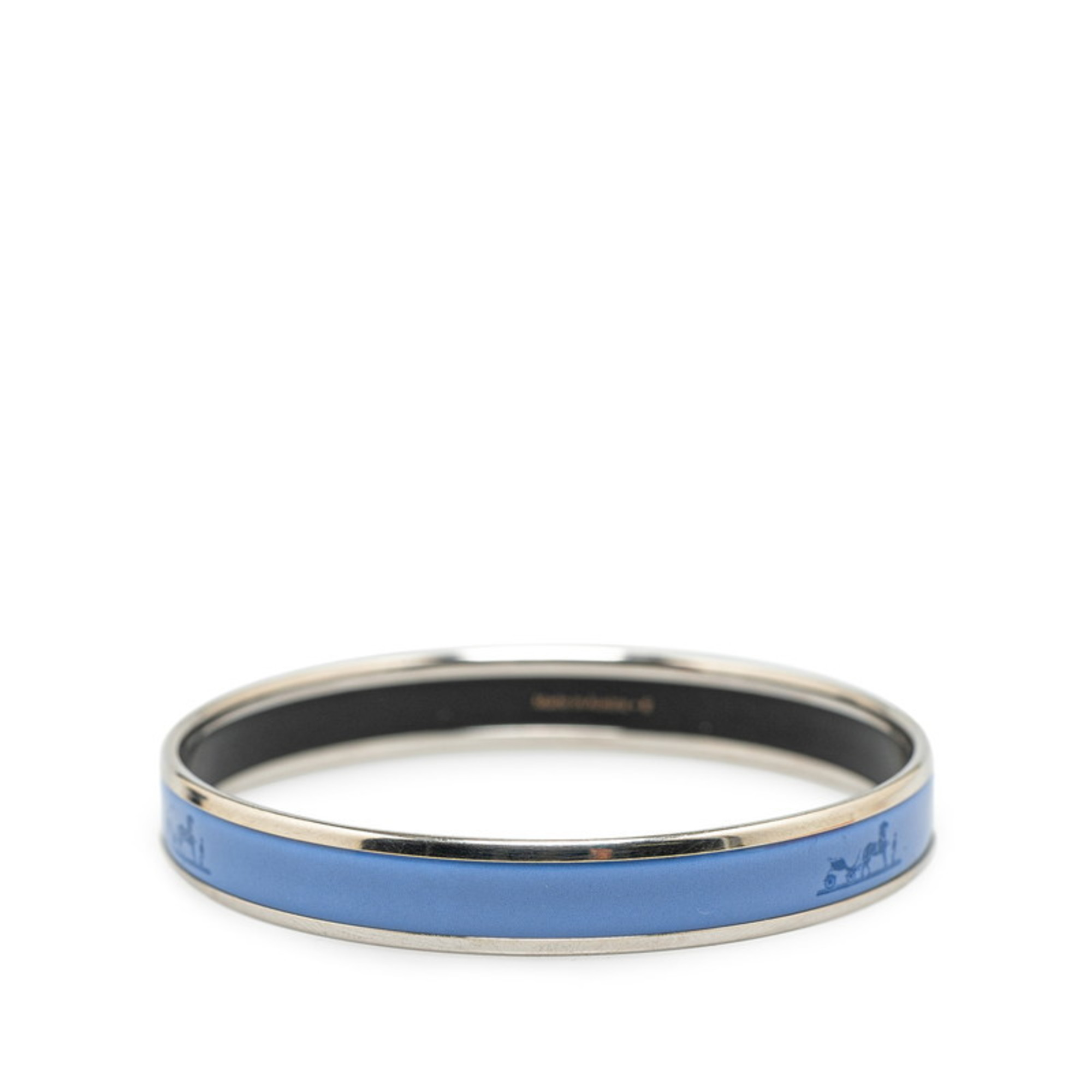 Hermes Caleche Bangle Carriage Blue Silver Metal Women's HERMES