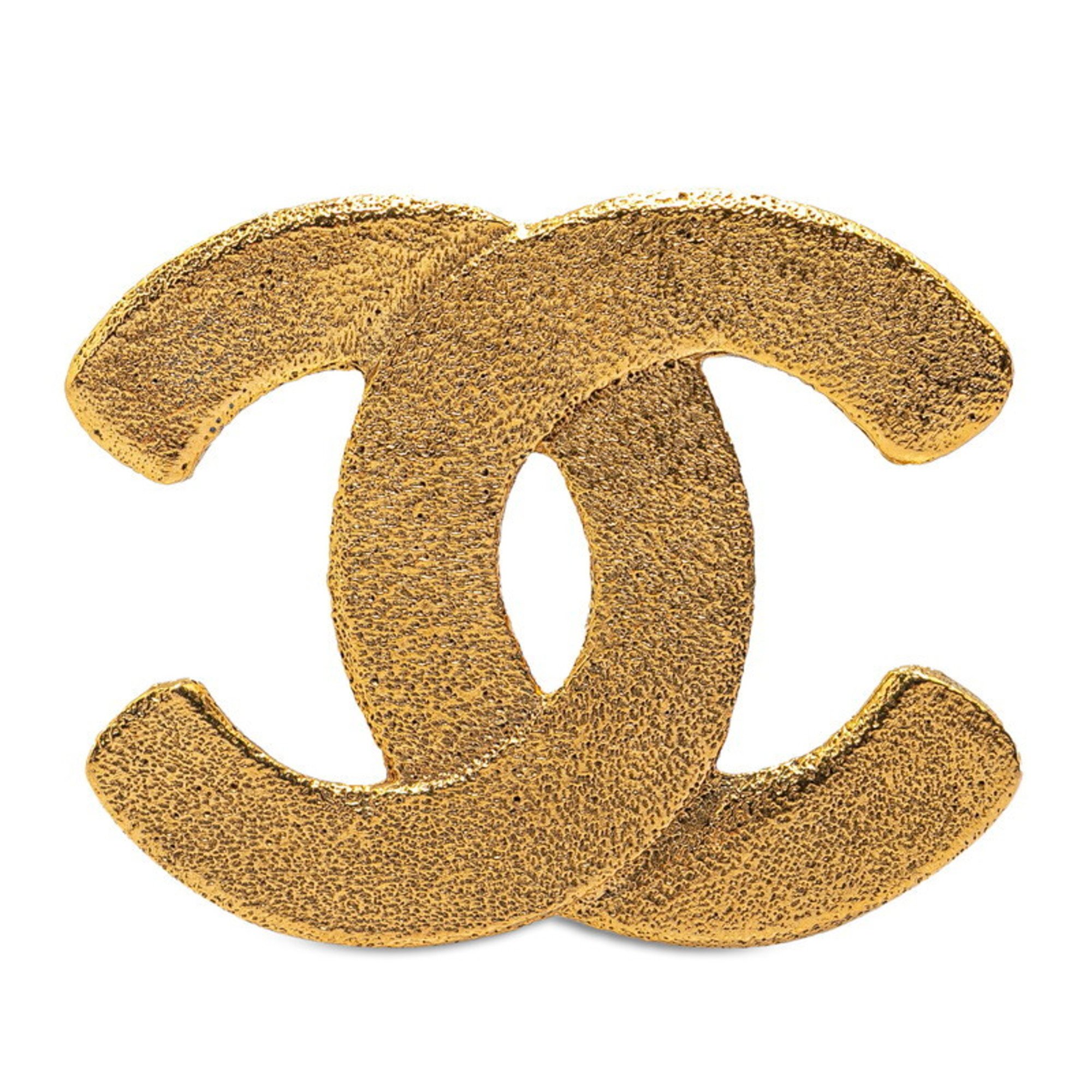 Chanel Large Coco Mark Brooch Gold Plated Women's CHANEL