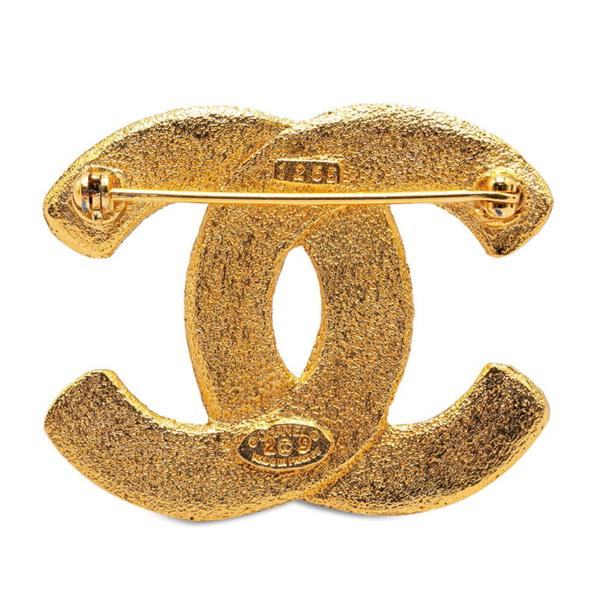 Chanel Large Coco Mark Brooch Gold Plated Women's CHANEL