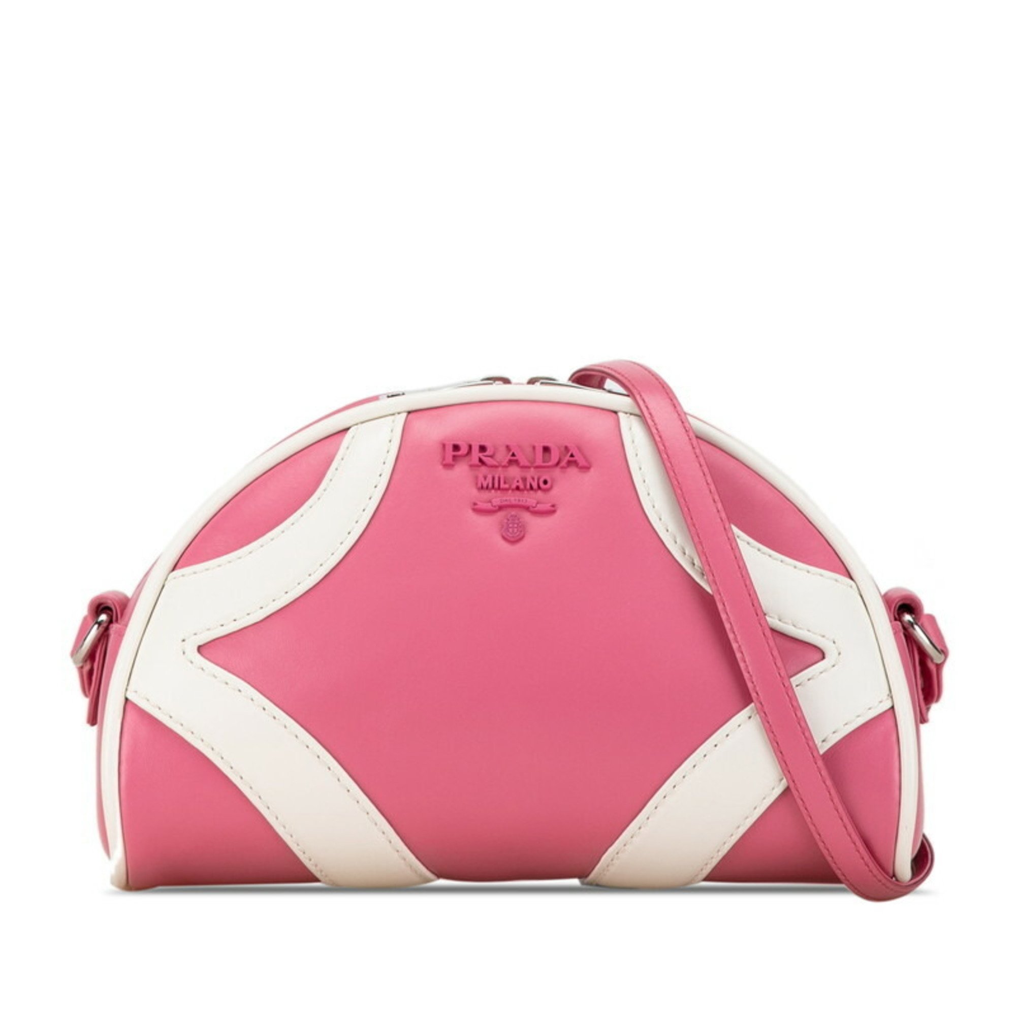 Prada Bag Shoulder 1BH140 Pink White Calfskin Women's PRADA