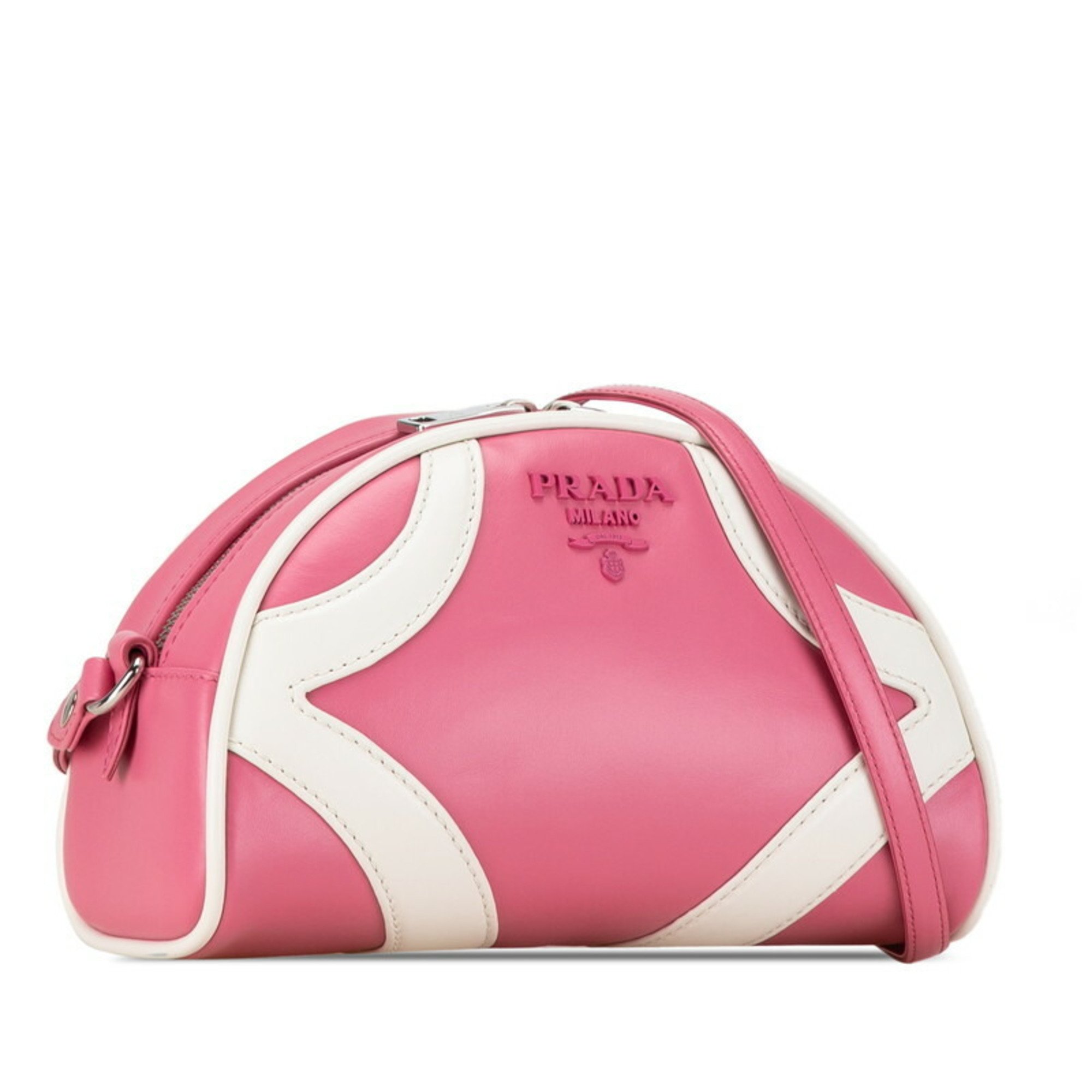 Prada Bag Shoulder 1BH140 Pink White Calfskin Women's PRADA