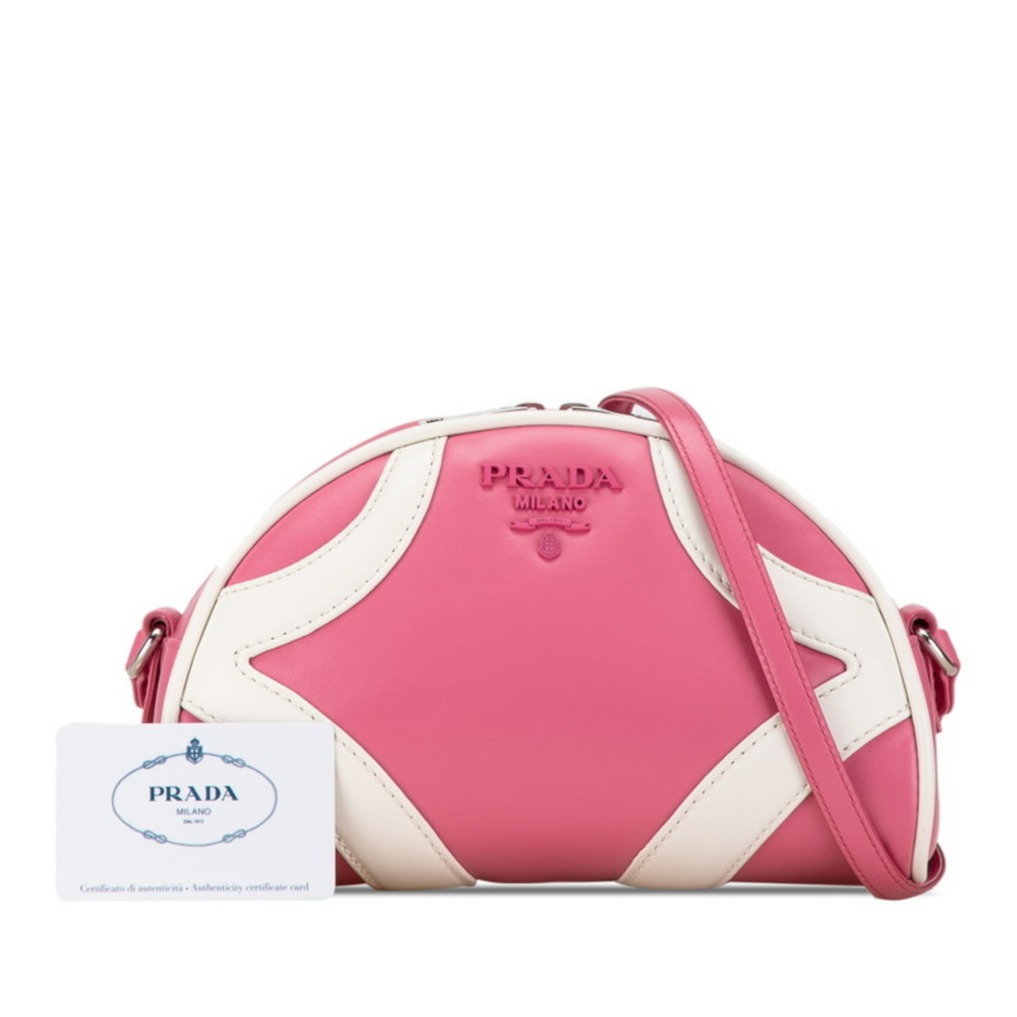 Prada Bag Shoulder 1BH140 Pink White Calfskin Women's PRADA