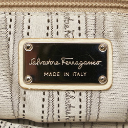 Salvatore Ferragamo Gancini Handbag Shoulder Bag White Leather Women's