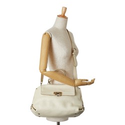 Salvatore Ferragamo Gancini Handbag Shoulder Bag White Leather Women's