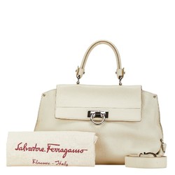 Salvatore Ferragamo Gancini Handbag Shoulder Bag White Leather Women's