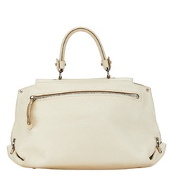 Salvatore Ferragamo Gancini Handbag Shoulder Bag White Leather Women's