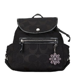 Coach Signature Backpack F16548 Black Canvas Enamel Women's COACH