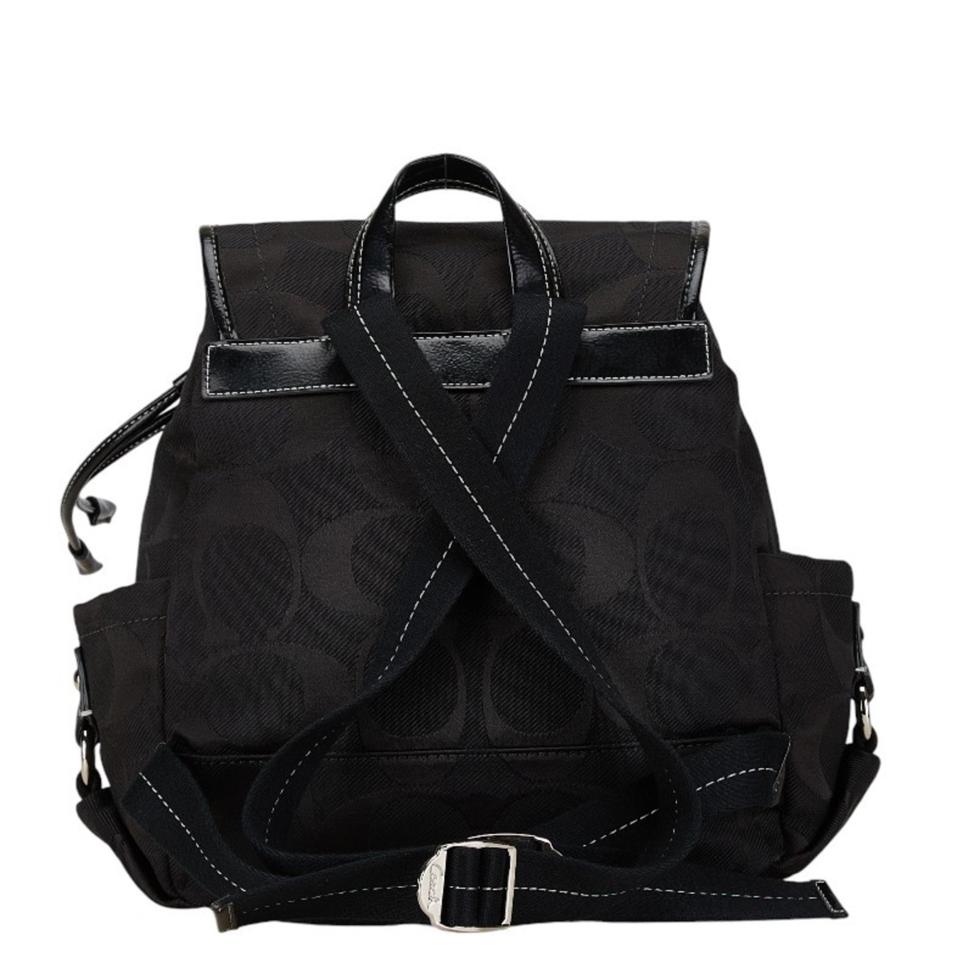 Coach Signature Backpack F16548 Black Canvas Enamel Women's COACH