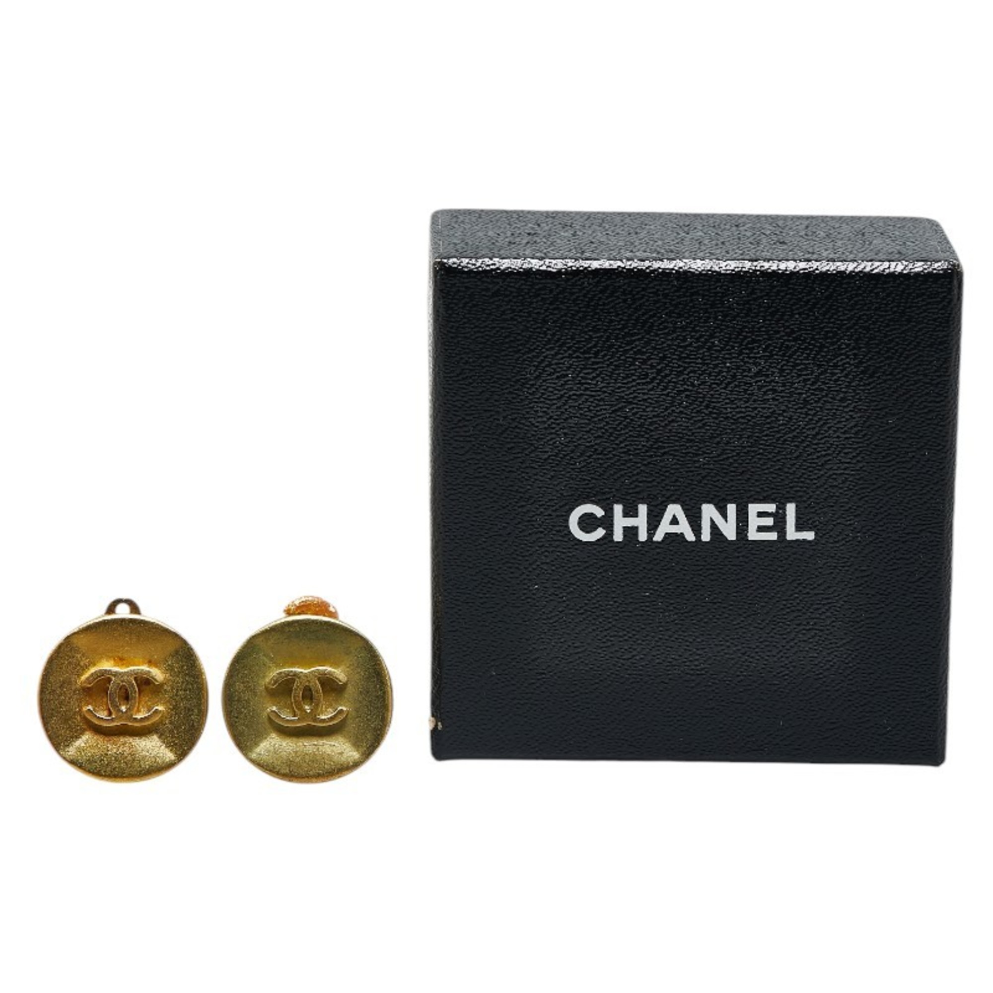 Chanel Coco Mark Earrings Gold Plated Women's CHANEL