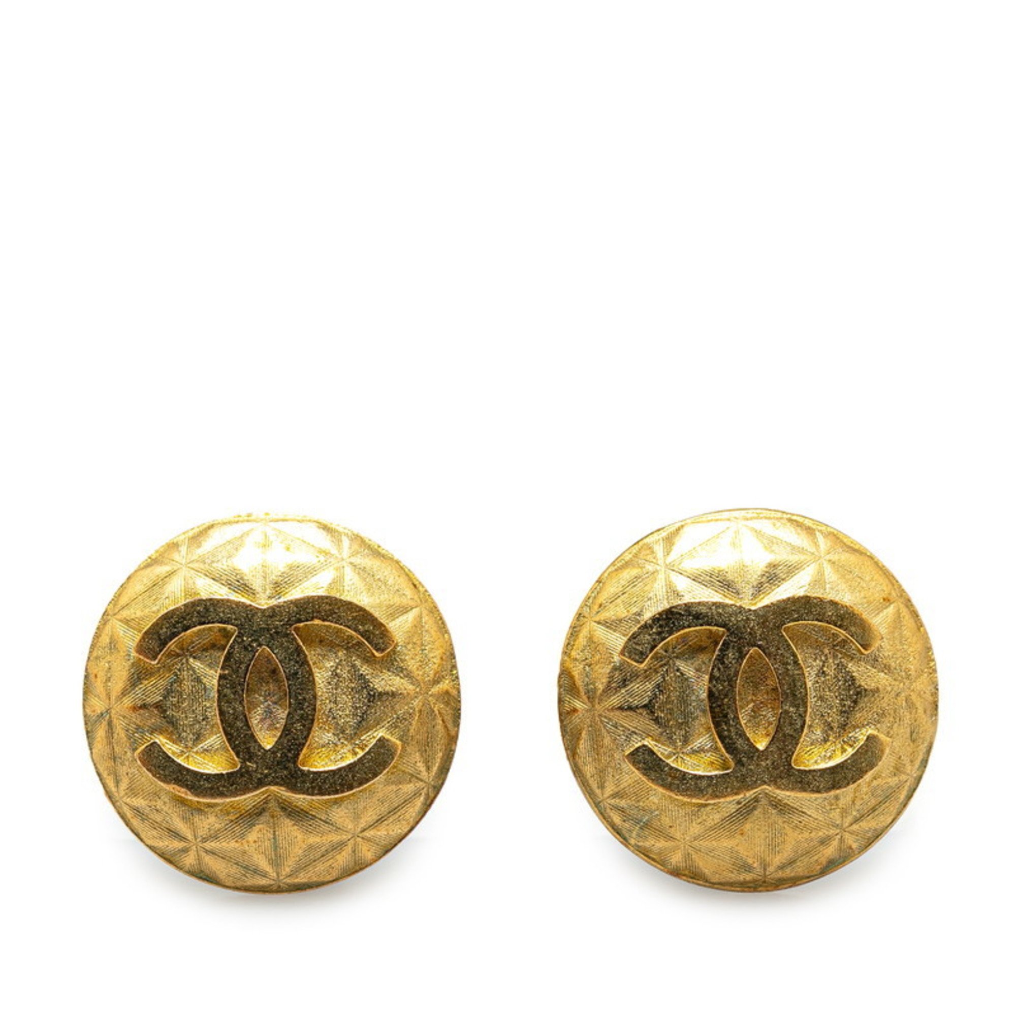 Chanel Coco Mark Earrings Gold Plated Women's CHANEL