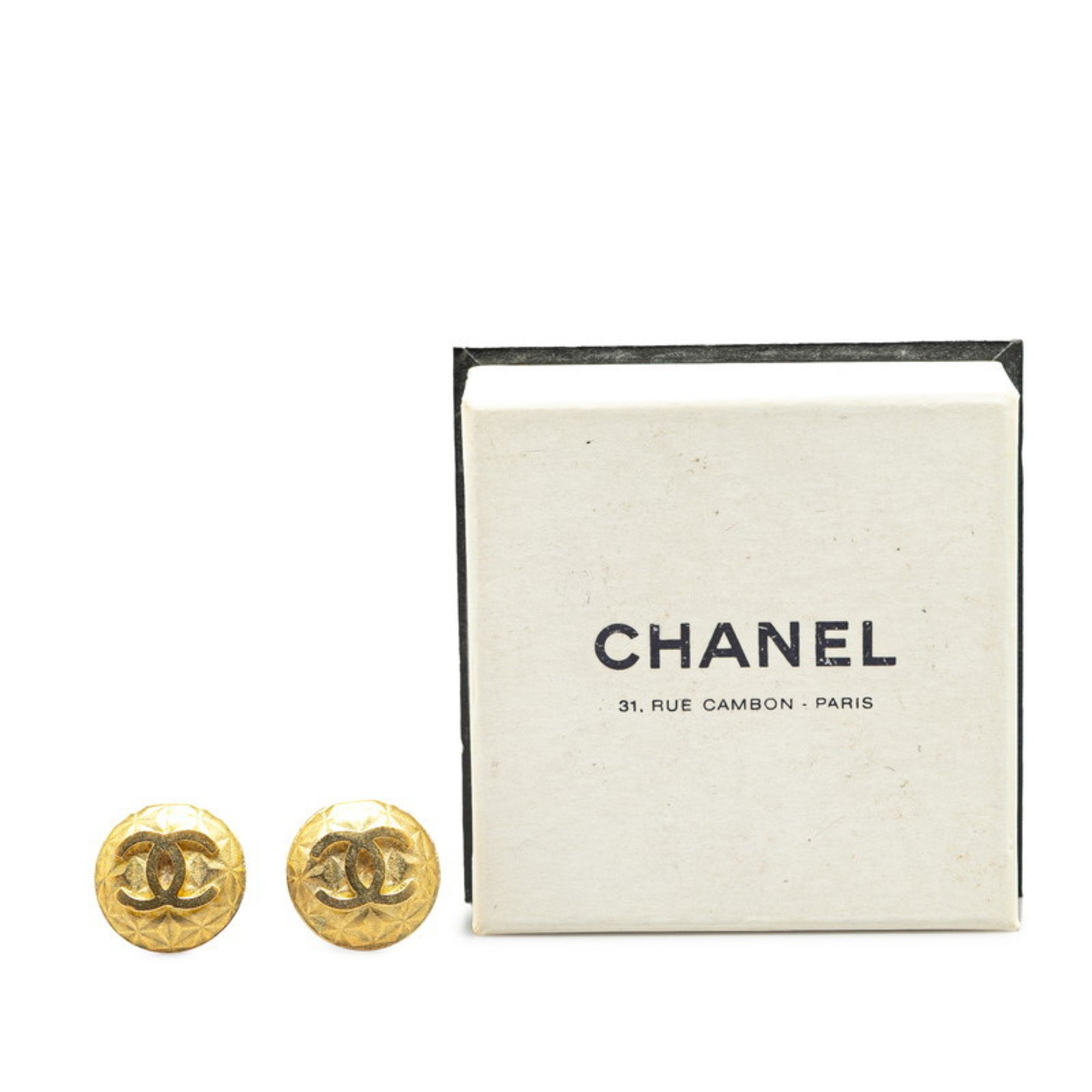 Chanel Coco Mark Earrings Gold Plated Women's CHANEL