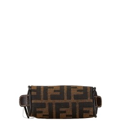 FENDI ZUCCA POUCH 26577 BROWN CANVAS LEATHER WOMEN'S