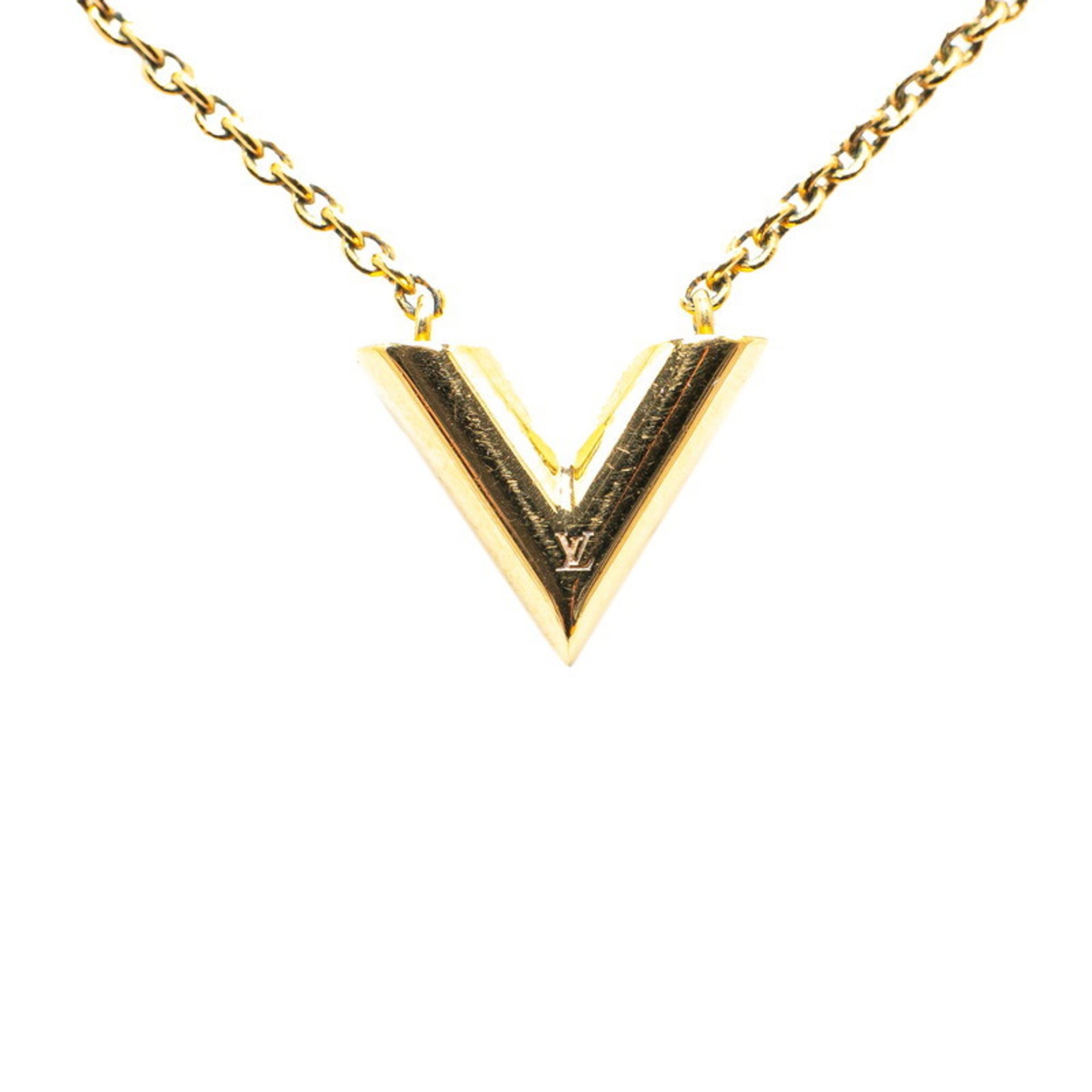 Louis Vuitton Essential V Necklace M61083 Gold Plated Women's LOUIS VUITTON