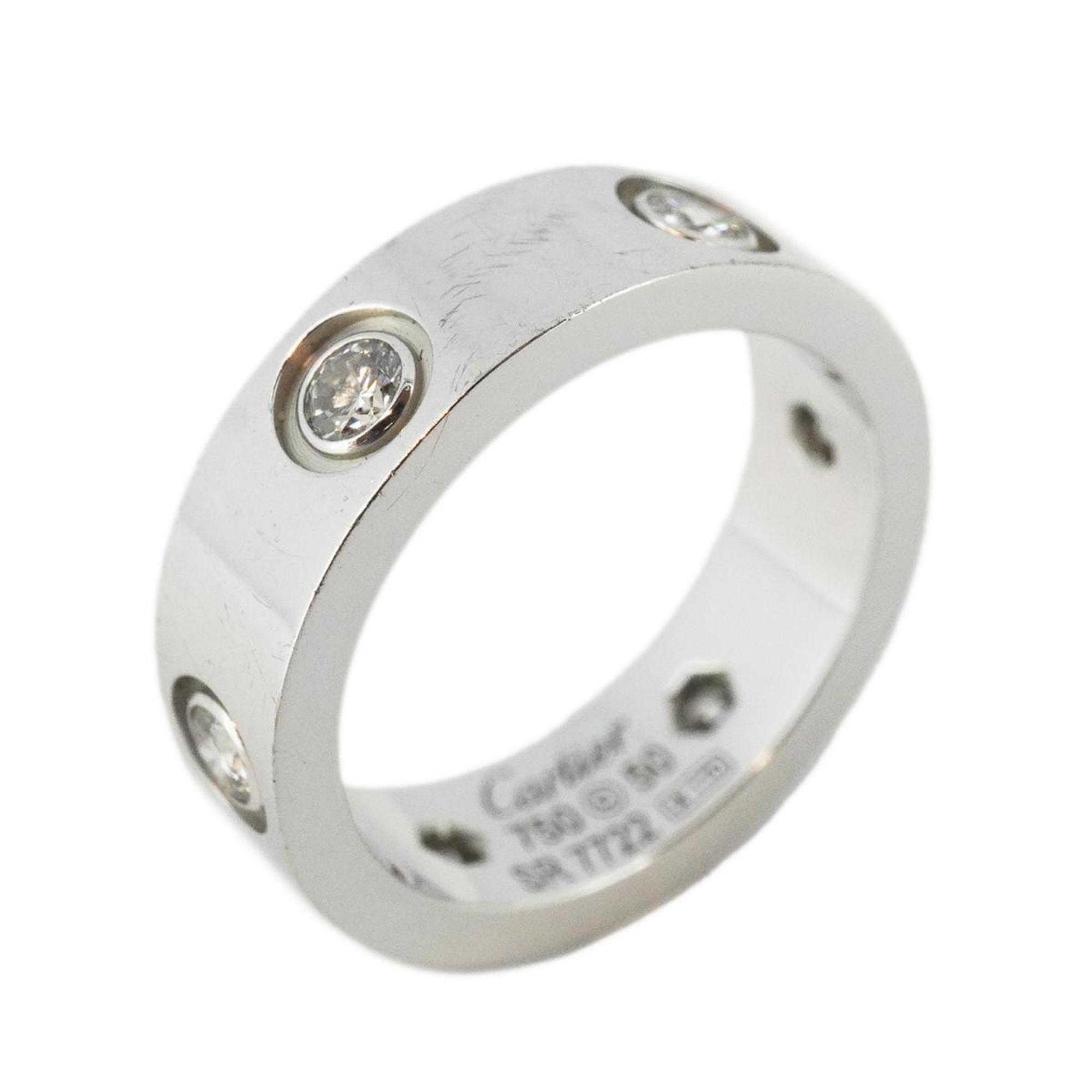 Cartier Ring Love Full Diamond K18WG White Gold Ladies