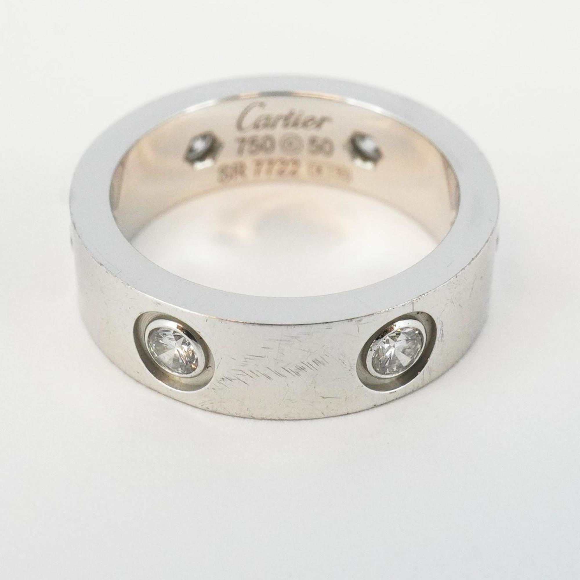 Cartier Ring Love Full Diamond K18WG White Gold Ladies