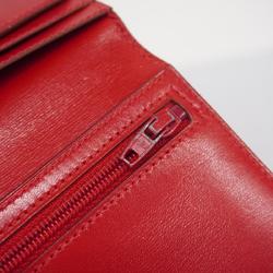 Hermes Long Wallet Bearn A Stamp Box Calf Rouge vif Women's