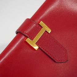 Hermes Long Wallet Bearn A Stamp Box Calf Rouge vif Women's