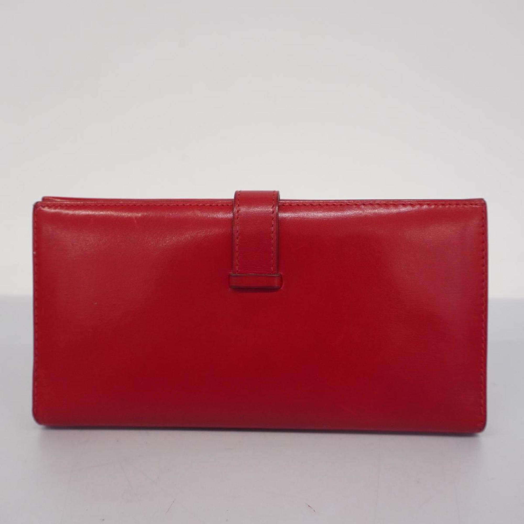 Hermes Long Wallet Bearn A Stamp Box Calf Rouge vif Women's