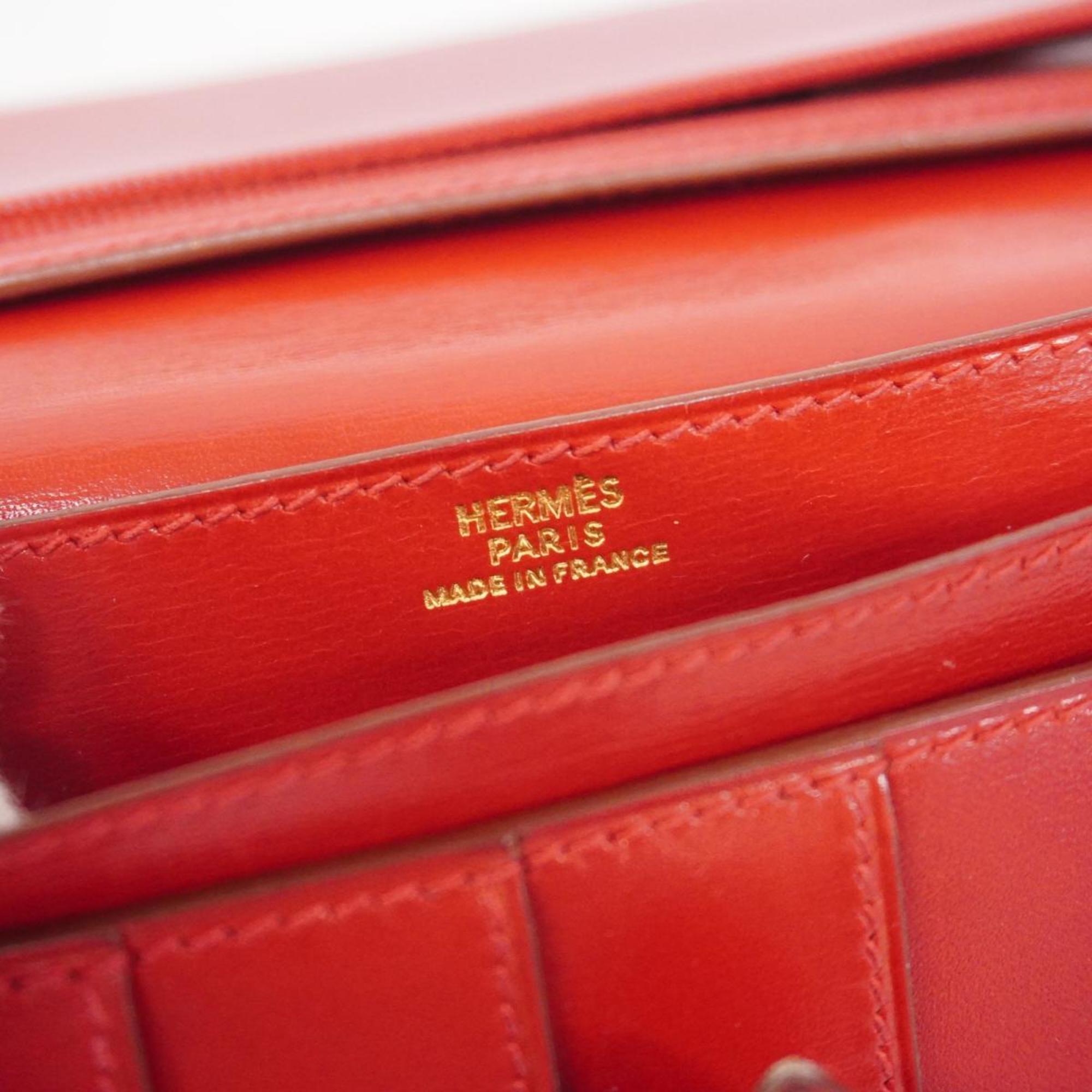 Hermes Long Wallet Bearn A Stamp Box Calf Rouge vif Women's