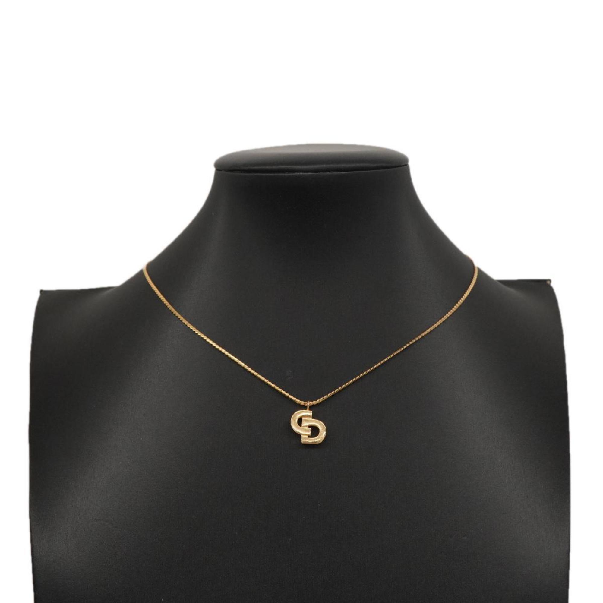 Christian Dior Necklace CD GP Plated Gold Women's