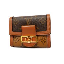 Louis Vuitton Tri-fold Wallet Monogram Reverse Portefeuille Dauphine M68725 Brown Women's