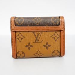 Louis Vuitton Tri-fold Wallet Monogram Reverse Portefeuille Dauphine M68725 Brown Women's