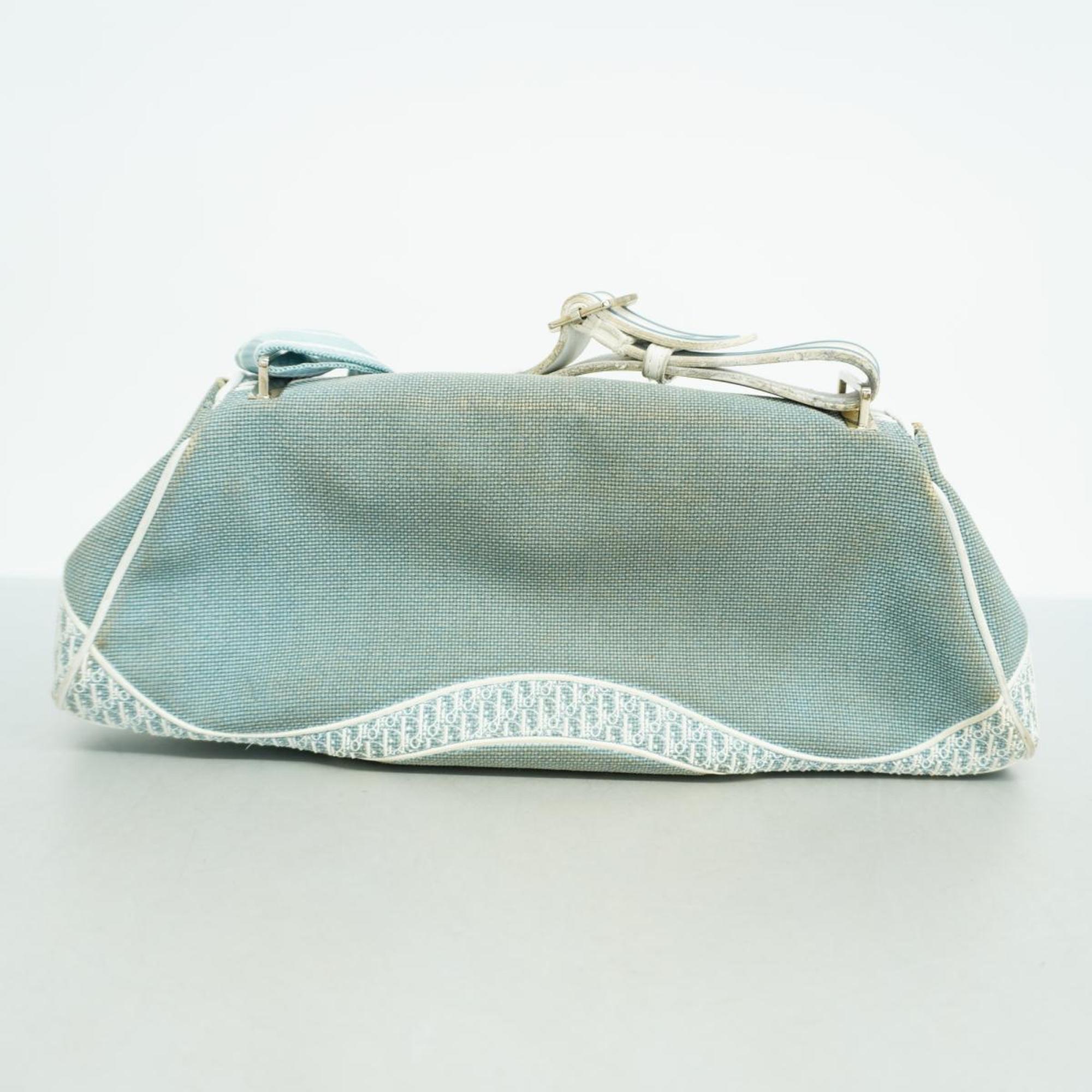 Christian Dior Shoulder Bag Trotter Canvas Light Blue Women's