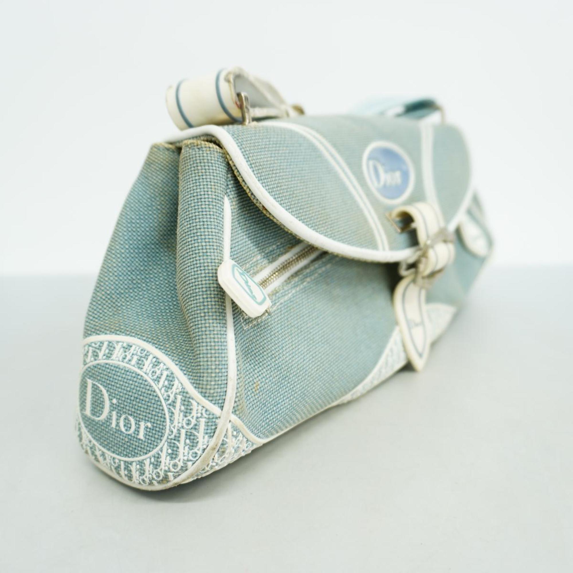 Christian Dior Shoulder Bag Trotter Canvas Light Blue Women's