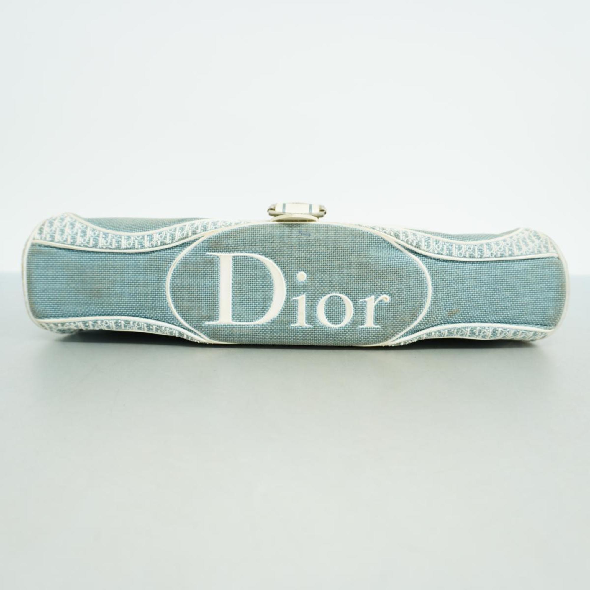 Christian Dior Shoulder Bag Trotter Canvas Light Blue Women's