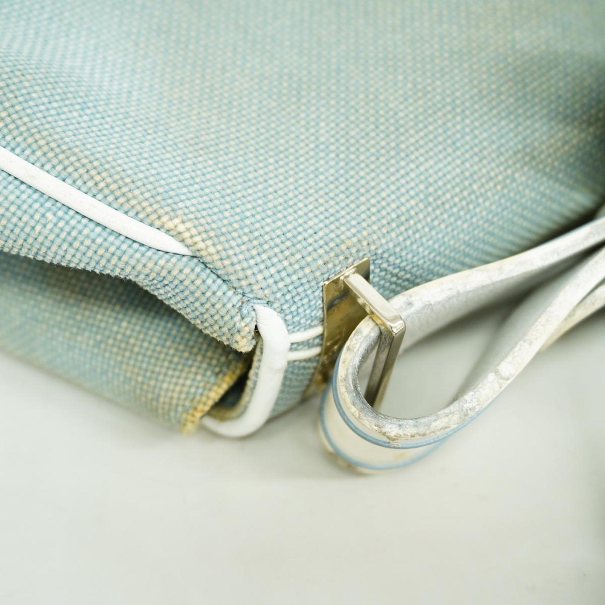 Christian Dior Shoulder Bag Trotter Canvas Light Blue Women's