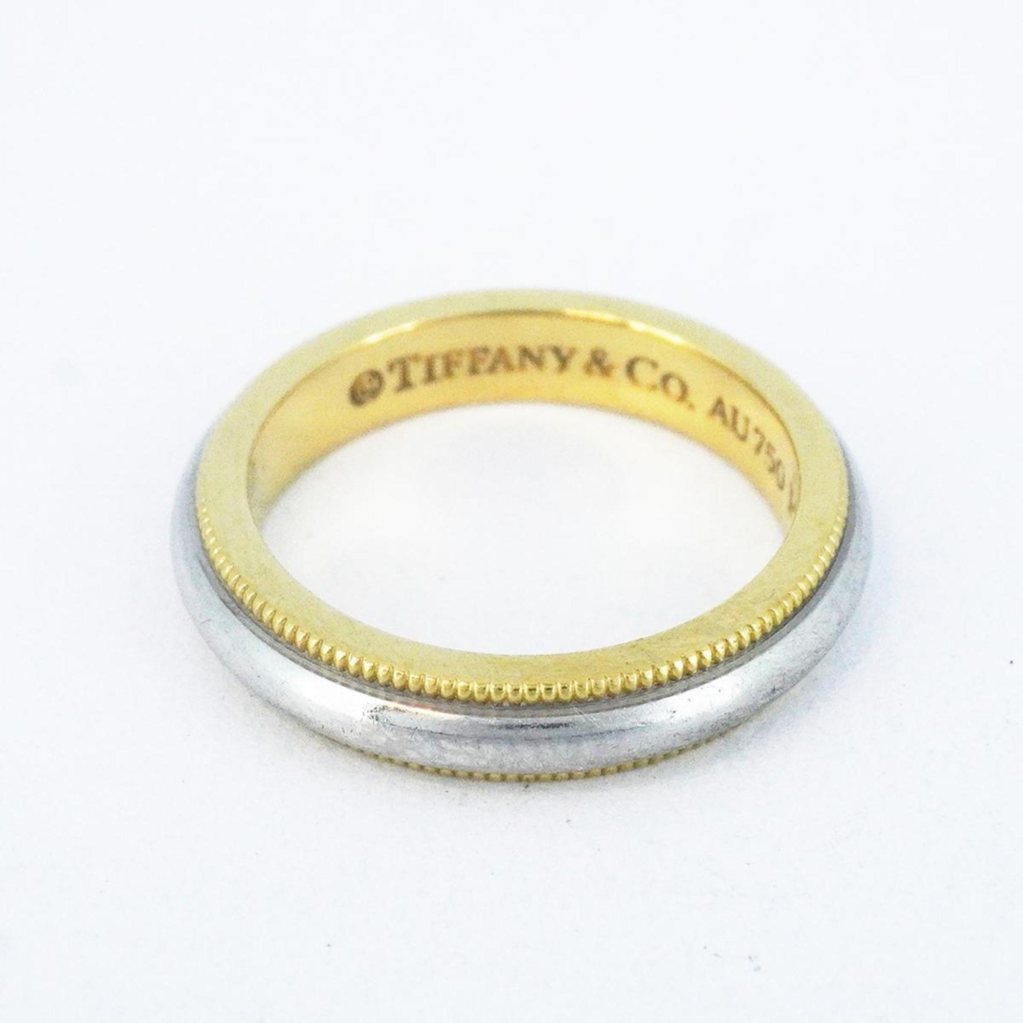 Tiffany Ring Milgrain K18YG Yellow Gold Pt950 Platinum Women's